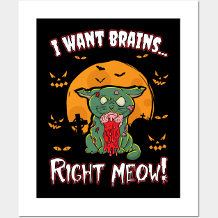 Halloween Zombie Cat Kitten Posters and Art